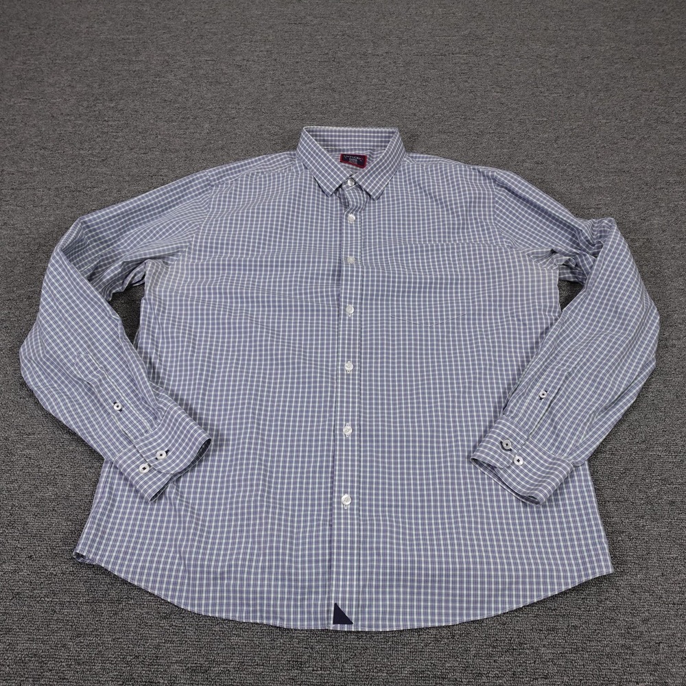 UNTUCKit Shirt Mens XL Blue Check Wrinkle Free Long Sleeve Button Up Casual